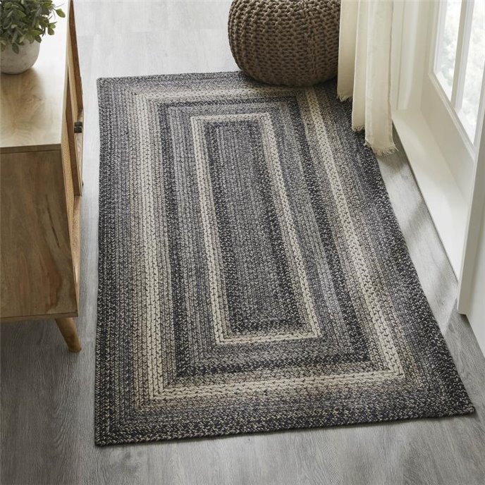 VHC Brands Sawyer Mill Black White Jute Rug Rect w/ Pad 36x72