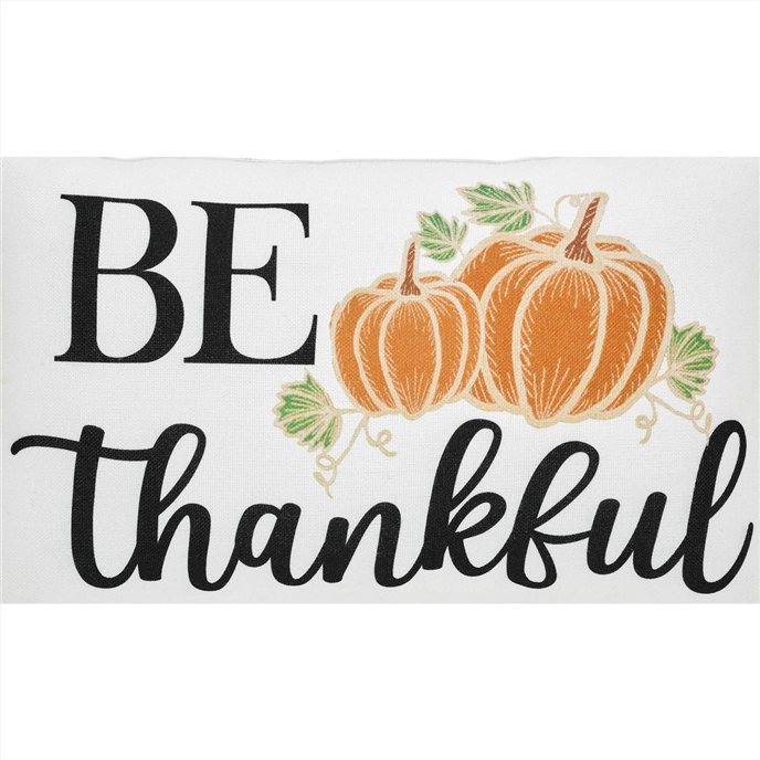 Annie Black Check Be Thankful Pumpkin Pillow 14x22 Thumbnail