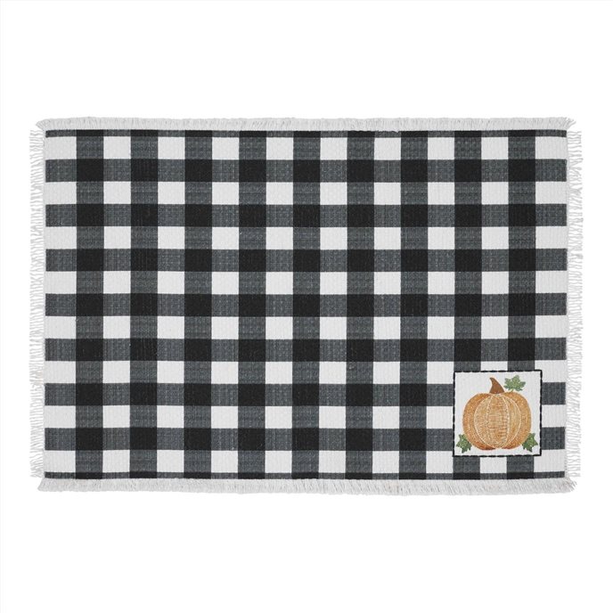 Annie Black Check Pumpkin Placemat Set of 2 13x19 Thumbnail