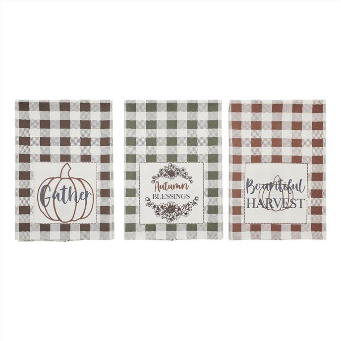 Bountifall Harvest Theme Tea Towels Set of 3 19x28 Thumbnail