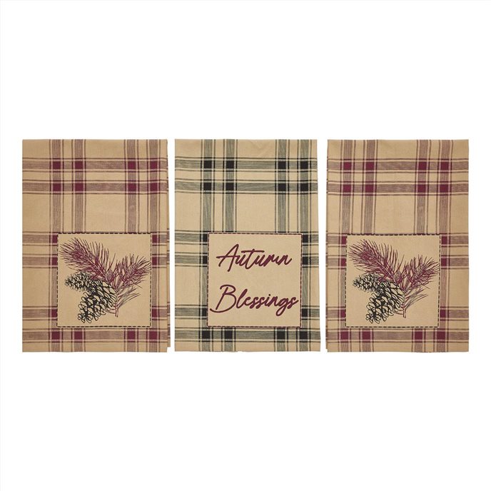 Connell Pinecone Plaid Tea Towel Set of 3 19x28 Thumbnail