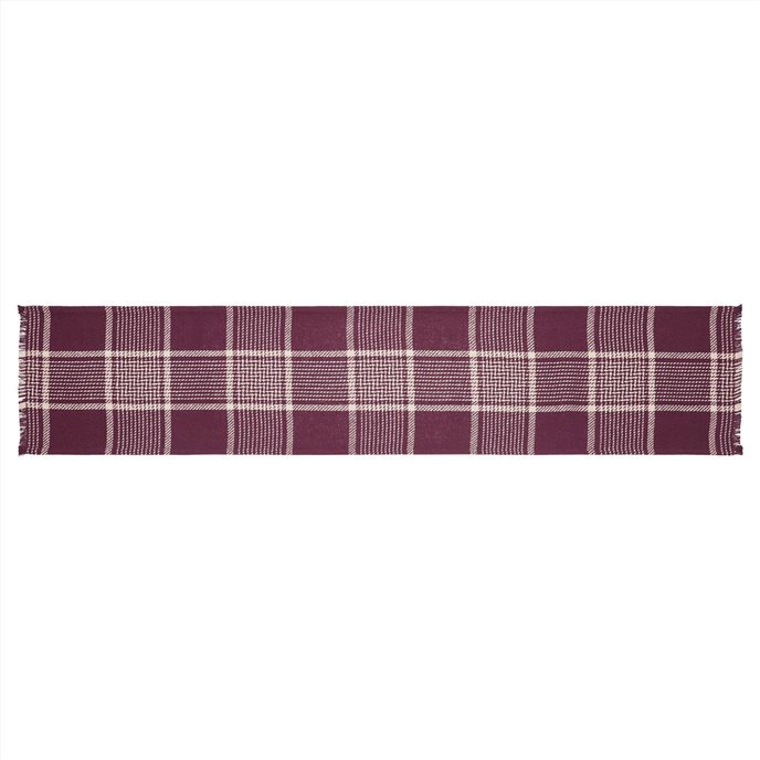 Eston Burgundy Tan Plaid Runner 12x60 Thumbnail