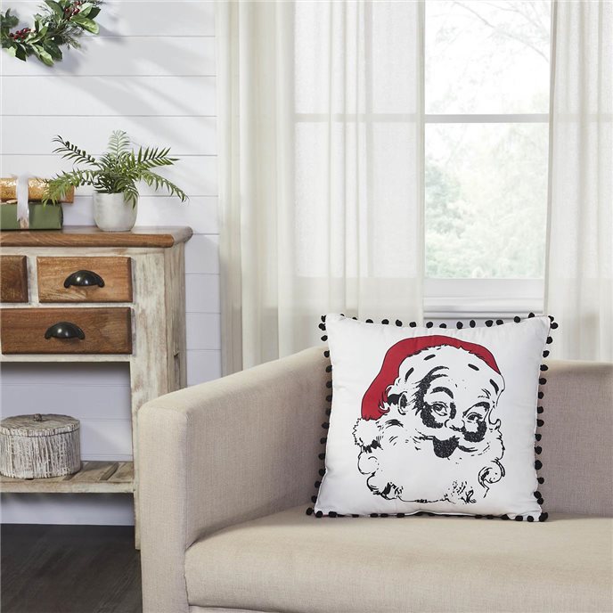 Annie Red Check Vintage Santa Pillow 18x18 Thumbnail