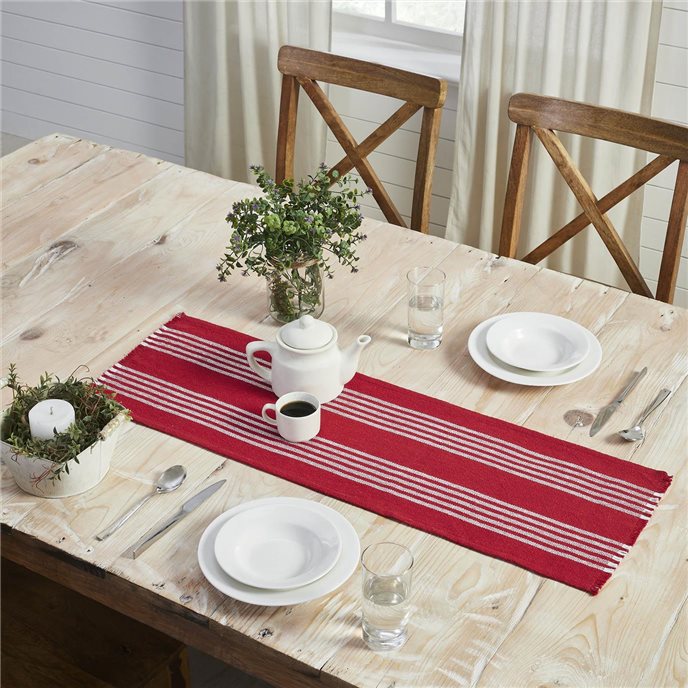 Arendal Red Stripe Runner Fringed 12x36 Thumbnail