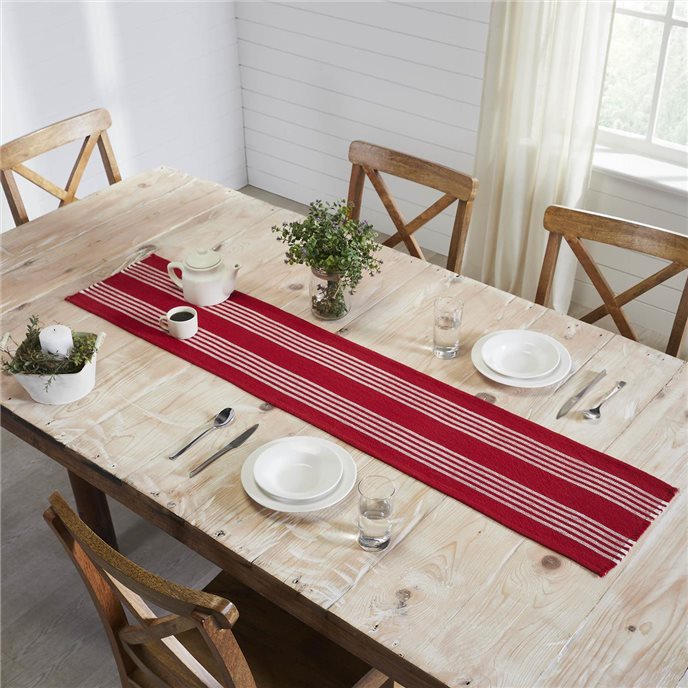 Arendal Red Stripe Runner Fringed 12x60 Thumbnail