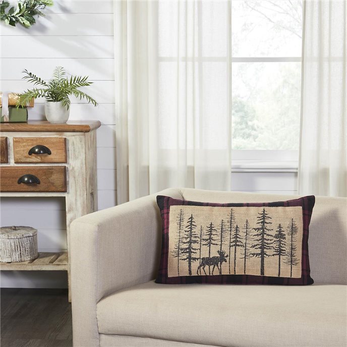 Cumberland Red Black Plaid Winter Forest Pillow 14x22 Thumbnail