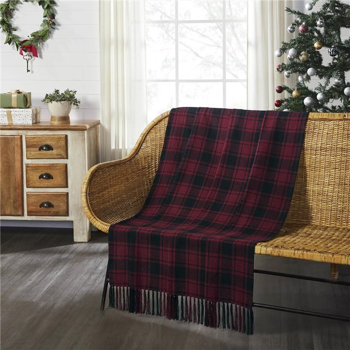 Cumberland Red Black Plaid Woven Throw 50x60 Thumbnail