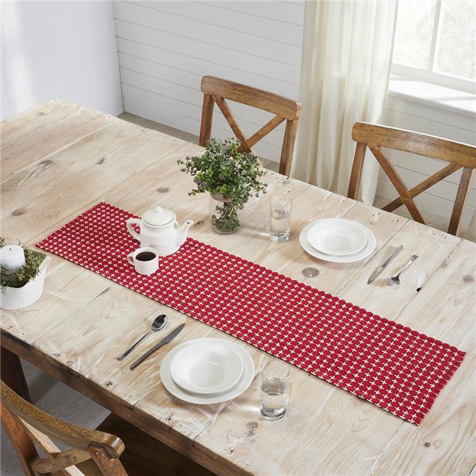 Gallen Red White Runner Fringed 12x48 Thumbnail