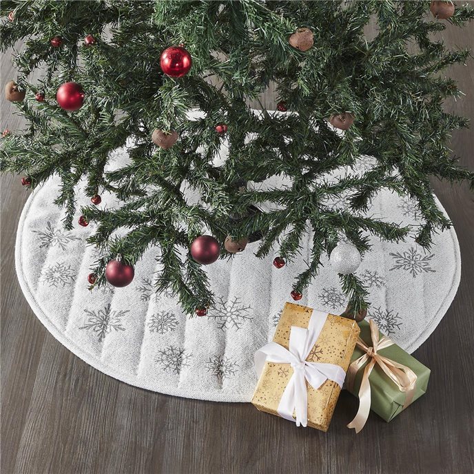 Yuletide Burlap Antique White Snowflake Tree Skirt 36 Thumbnail