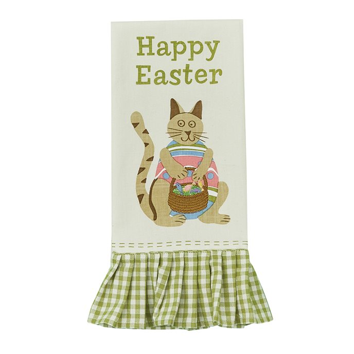 Easter Cat Emb Print Dishtowel Thumbnail