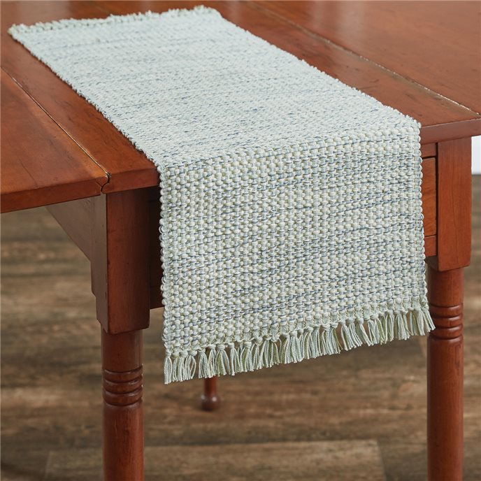 Basketweave Table Runner 13X36 Barely Blue Thumbnail