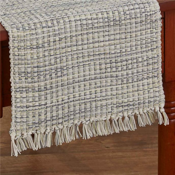 Basketweave Table Runner 13X36 Rain Thumbnail