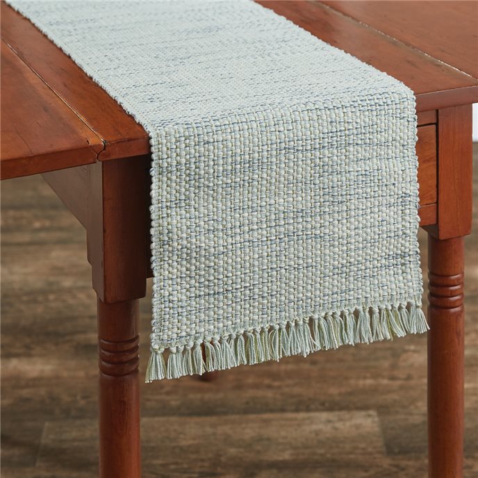 Basketweave Table Runner 13X54 Barely Blue Thumbnail