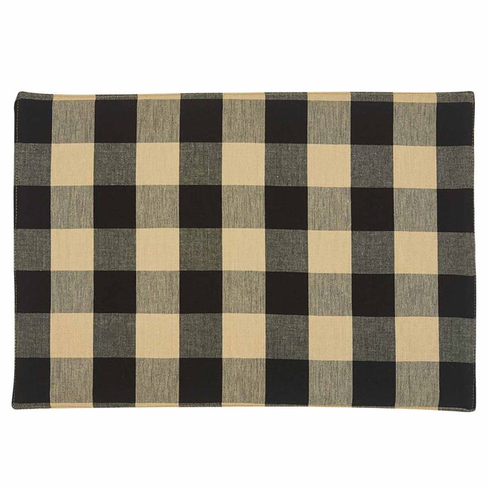 Wicklow Check Backed Placemat - Black Thumbnail