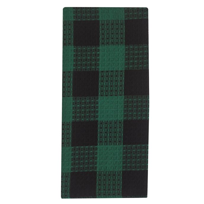 Wicklow Check Waffle Dishtowel - Forest Thumbnail