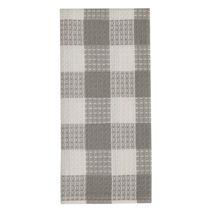 Wicklow Check Waffle Dishtowel - Dove Thumbnail