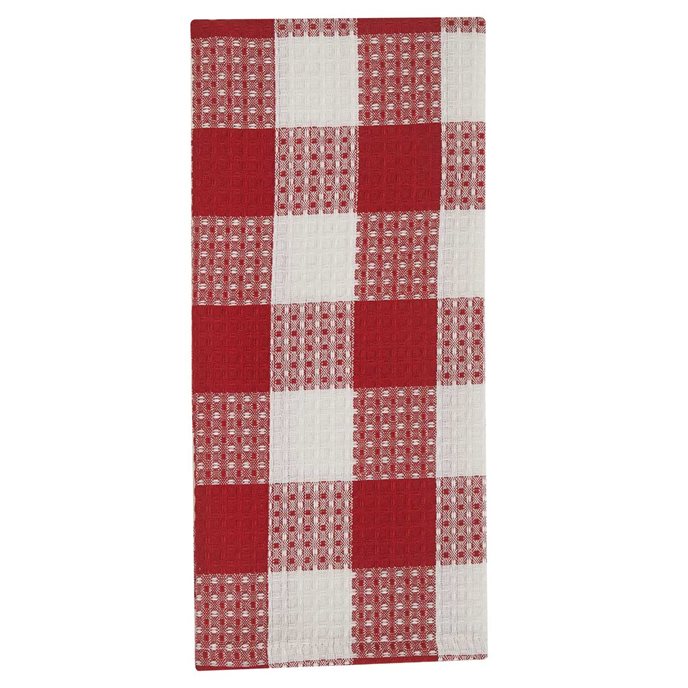 Wicklow Check Waffle Dishtowel - Red/Cream Thumbnail