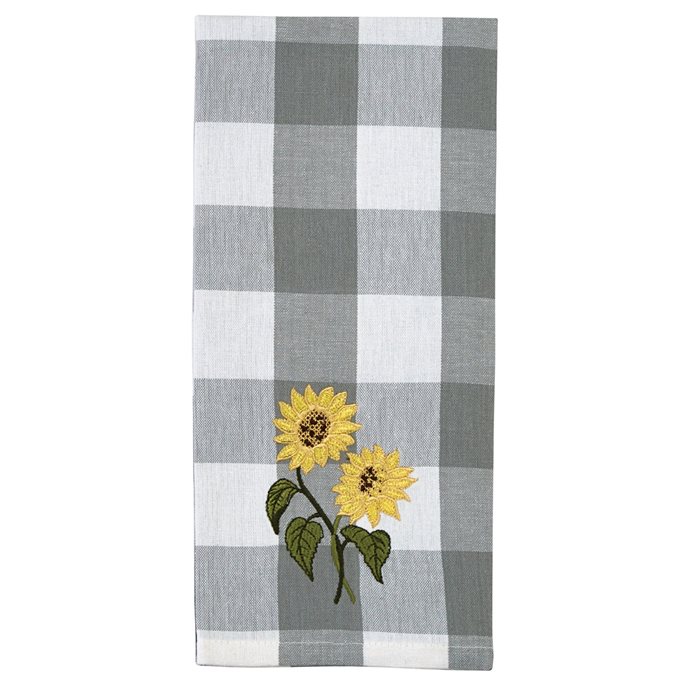 Wicklow Check Sunflower Embroidered Decorative Dishtowel Thumbnail