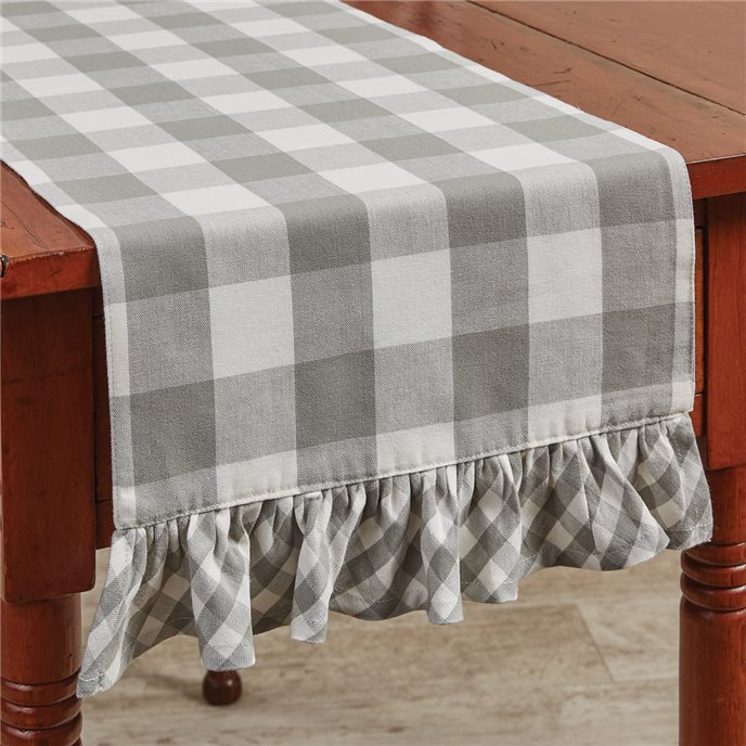 Wicklow Check Ruffled Table Runner 13X42 Dove Thumbnail