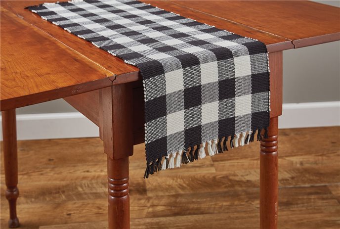 Wicklow Check Table Runner 13X36 Black/Cream Thumbnail