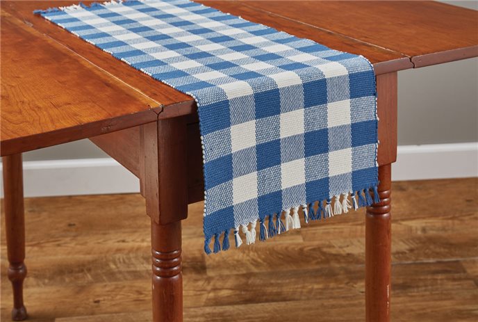 Wicklow Check Table Runner 13X36 China Blue Thumbnail