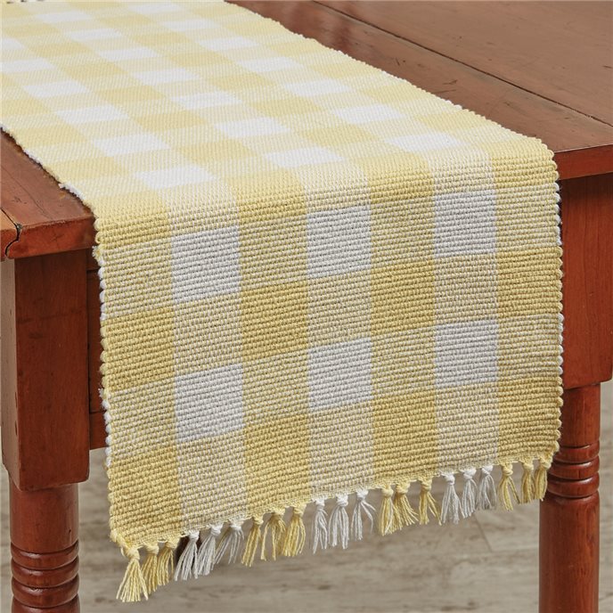 Wicklow Check Yarn Table Runner 13X36 Yellow Thumbnail