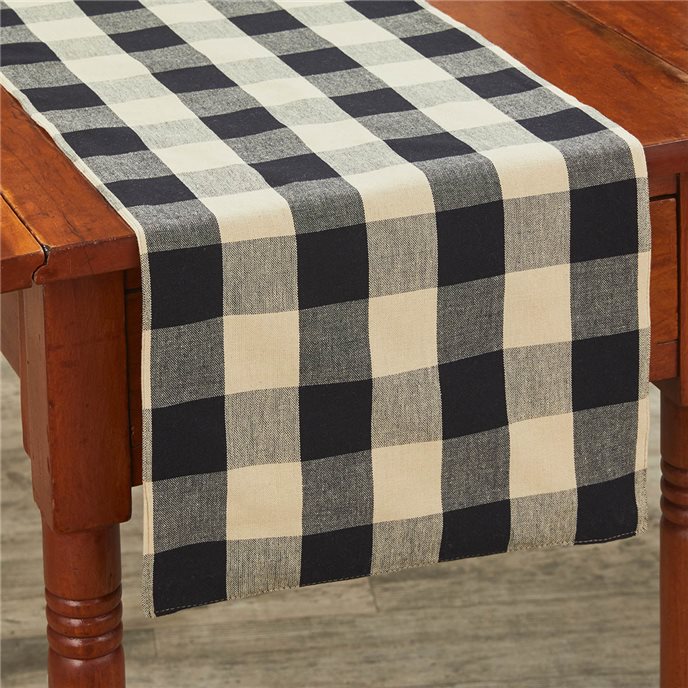 Wicklow Check Backed Table Runner 14X72 - Black Thumbnail