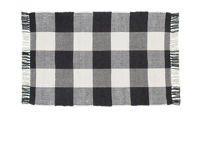 Wicklow Check Rag Rug 3X5 Black/Cream Thumbnail