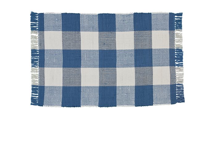 Wicklow Check Rag Rug 3X5 China Blue Thumbnail