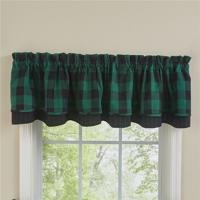 Wicklow Check Lined Layered Valance 72X16 - Forest Thumbnail