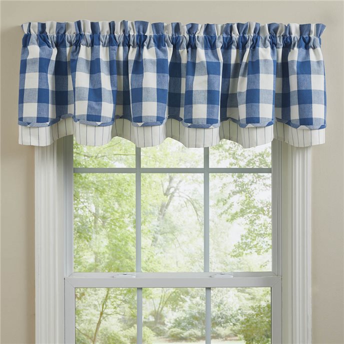 Wicklow Check Lined Layered Valance 72X16 - China Blue Thumbnail