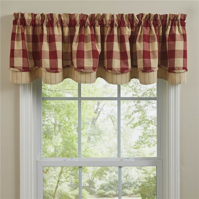 Wicklow Check Lined Layered Valance 72X16 - Garnet Thumbnail