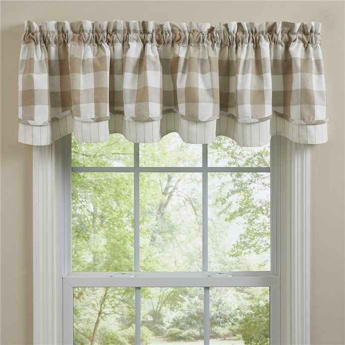 Wicklow Check Lined Layered Valance 72X16 - Natural Thumbnail