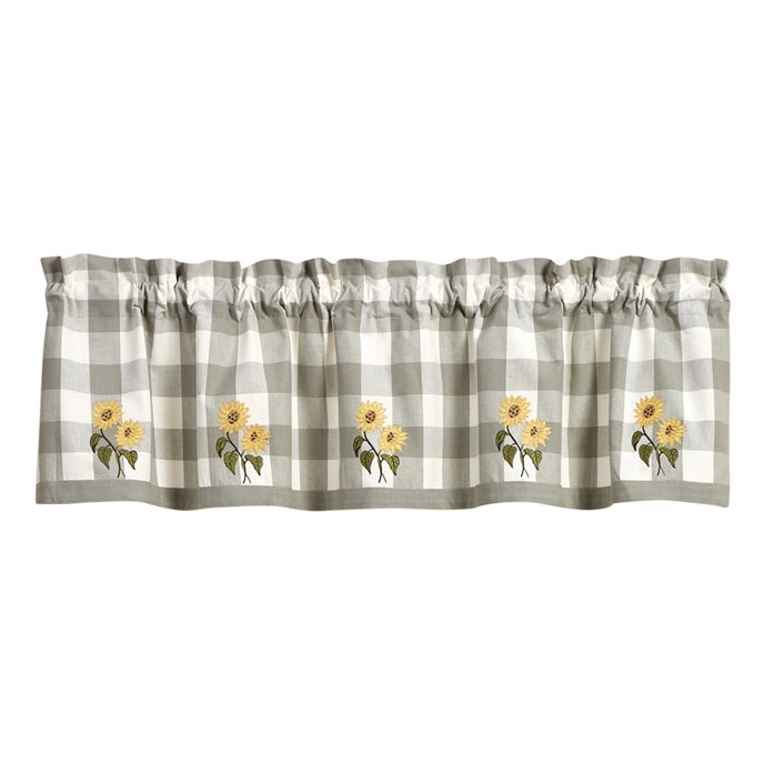 Wicklow Check Sunflower Embroidered Lined Valance 60X14 Thumbnail