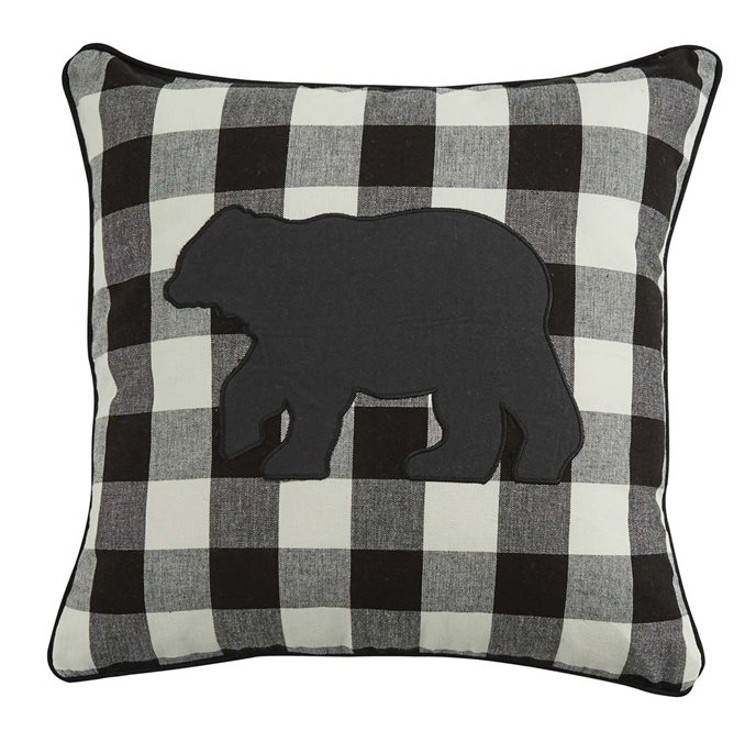 Wicklow Bear Applique Pillow 18 Black/Cream Cover Thumbnail