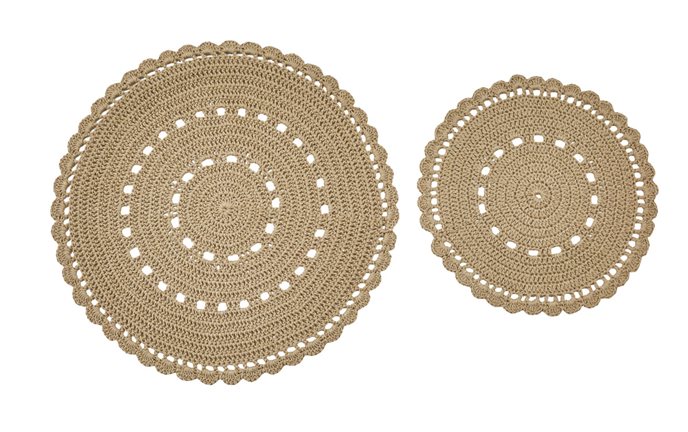 Lace Accent Mat Set Of 2 Oatmeal Thumbnail