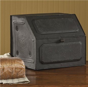 Black Metal Pierced Star Bread Box Thumbnail