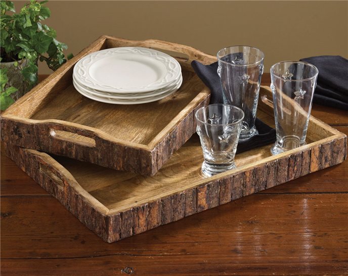 Wood W/ Bark Edge Trays S/2 Thumbnail