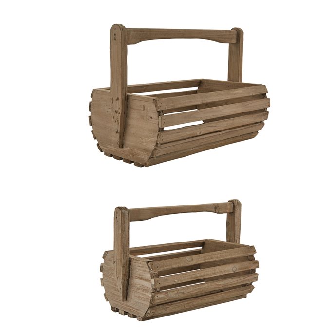 Rustic Wood Baskets Set 2 Thumbnail