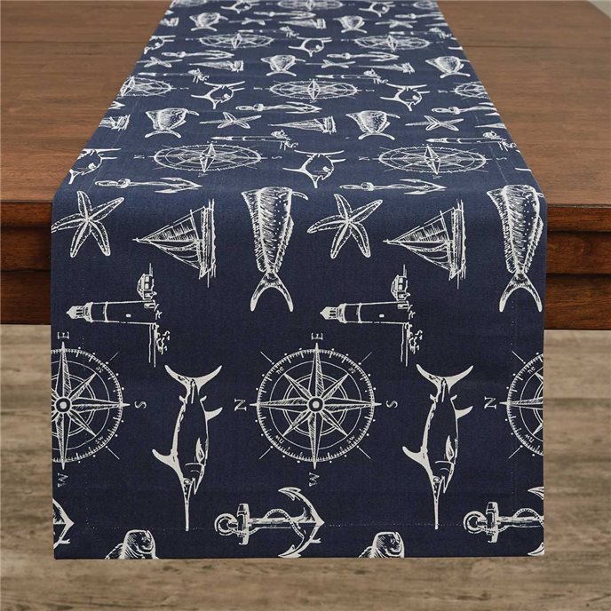 Captain'S Quarters Table Runner 15X54 - Navy Thumbnail