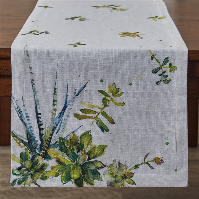 Succulents Printed Table Runner 15X72 Thumbnail