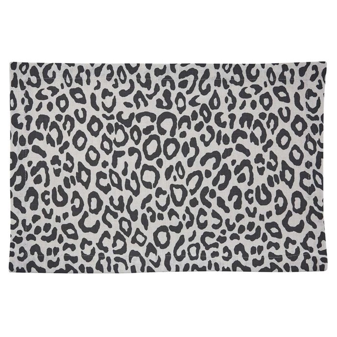 Safari Leopard Printed Placemat - Black Thumbnail