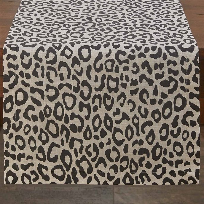 Safari Leopard Printed Table Runner 15X72 - Black Thumbnail