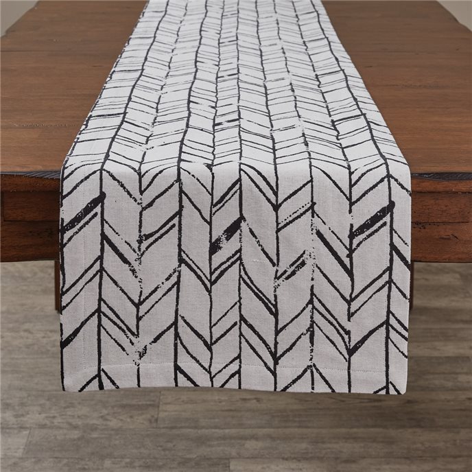 Distressed Herringbone Jacquard Table Runner 15X72 Thumbnail