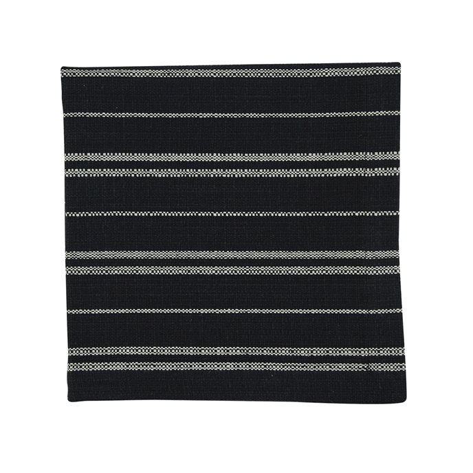 Railroad Stripe Woven Napkin - Black Thumbnail