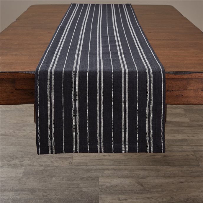 Railroad Stripe Woven Table Runner 15X72 - Black Thumbnail