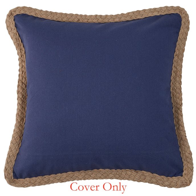 Jute Trim Pillow Cover 18" Blue Thumbnail