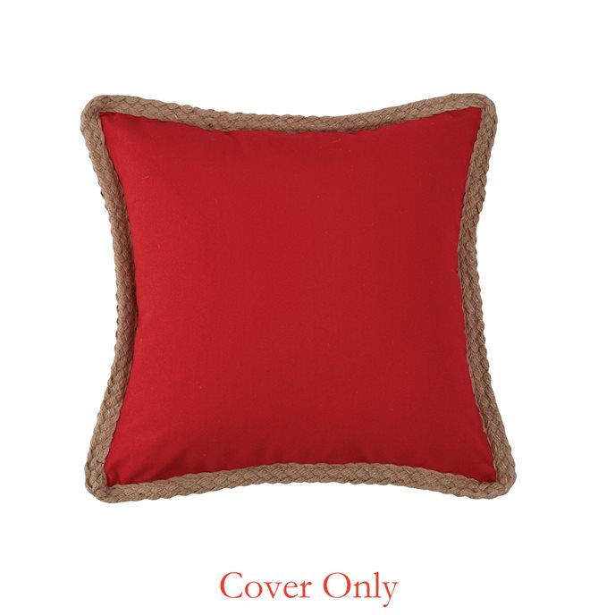 Jute Trim Pillow Cover 18" Red Thumbnail