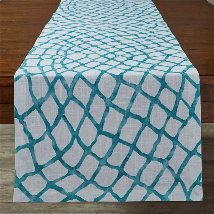 Seaview Table Runner 15X72 Aqua Thumbnail