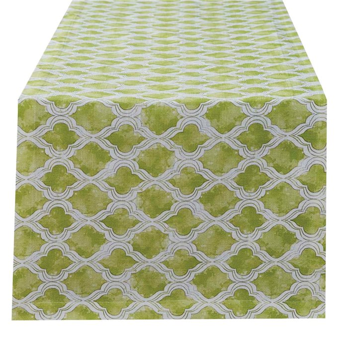 Watercolor Geo Green  Table Runner Thumbnail